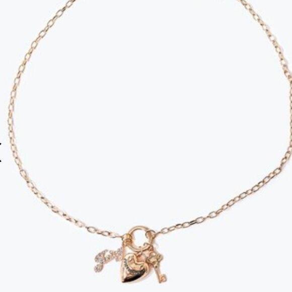 Juicy Couture Logo Heart & Key Charm Necklace - Picture 3 of 7